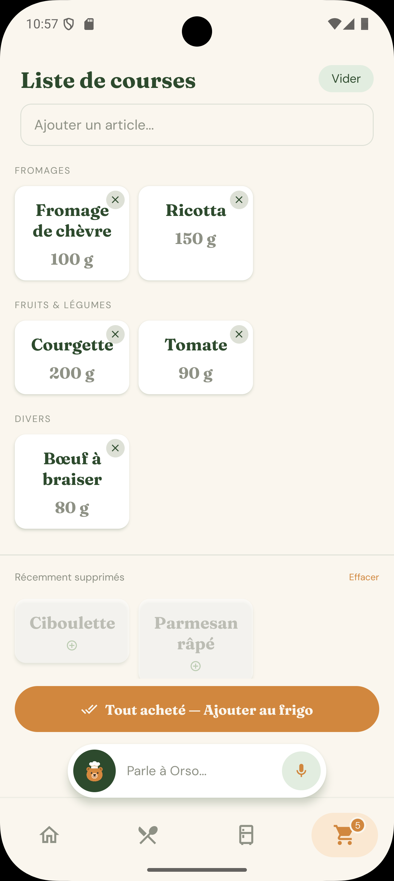 Mon stock Orso